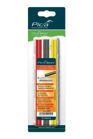 Popular PICA 6070/SB Solid Lead Tip Type, (4) Graphite, (4) Red, (4) Yellow Color Graphite Refills