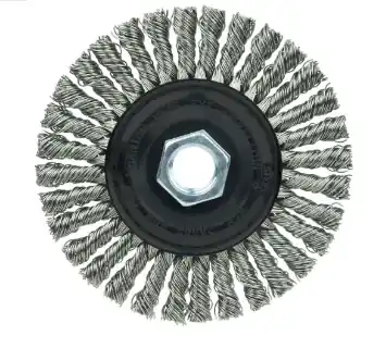 4" Knot Wire Wheel, Stringer Bead Twist, .020" Stainless Steel Wire, 5/8"-11 UNC Nut - No. 36219 Special Offer