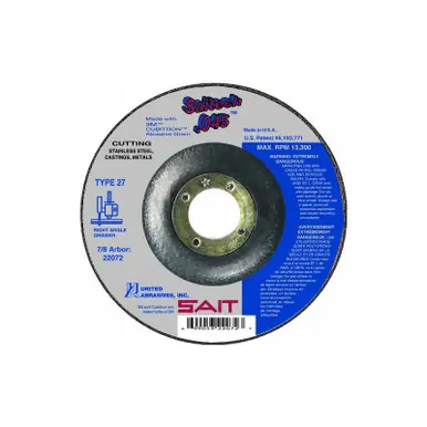 4-1/2" x .045" Type 27 Cutting Wheel, 7/8" Bore Saitech 045™ - No. 22072 Today Only