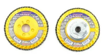 4.5" X 7/8" X 60 Grit Flap Disc, Ovation Attacker, Type 27, No Hub, Sait - No. 72216 Crafted
