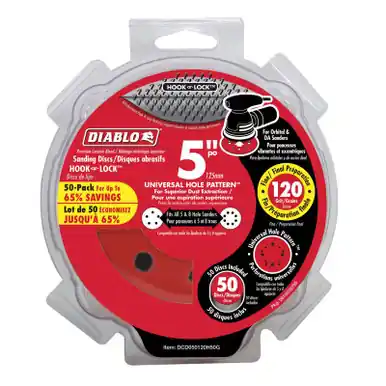 5" Ceramic Blend Hook and Lock Sanding Disc, 120 Grit 50 PK - No. DCD050120H50G Latest
