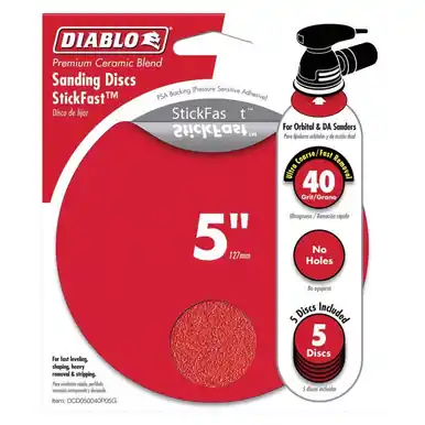 Buy Direct StickFast 5 in. Ceramic Blend Adhesive Sanding Disc 40 Grit Ultra Coarse 5 pack - No. DCD050040P05G